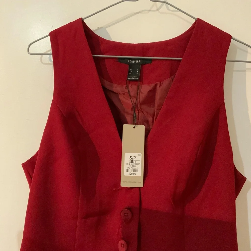 Forever 21 Red Button-Up Vest - Picture 2 of 3